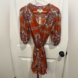 Anthropologie Porridge Boho Orange Paisley Dress S NWT